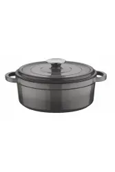 Olika Iron 24 Cm Demir Döküm Derin Tencere Gri - 
