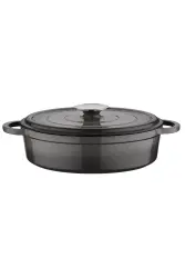 Olika Iron 28 Cm Demir Döküm Tencere Gri - 