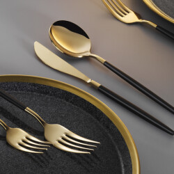 Olika Sigma Gold Black 42 Parça Çatal Kaşık Bıçak Seti - 
